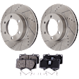 2-Wheel Set Front Brake Disc and Pad Kit, Cross-drilled and Slotted 318.77 mm, Includes (2) Brake Disc and (1) Brake Pad Set
