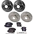 2006 Honda Civic - 4-Wheel Set Front and Rear Brake Disc and Pad Kit, Cross-drilled and Slotted, Front-299.97 mm/Rear-259.59 mm, With Rear Disc, EX, EX-L, Hybrids and Si Models, 2.0L 4Cyl, Includes (4) Brake Disc and (2) Brake Pad Set