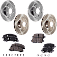 4-Wheel Set Front and Rear Brake Disc and Pad Kit, Plain Surface Front-303.02 mm/Rear-270 mm, Includes (4) Disc and (2) Pad Set