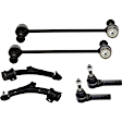 6-Piece Kit Front, Driver and Passenger Side, Lower Control Arm, Includes (2) Control Arm, (2) Sway Bar Link, and (2) Tie Rod End