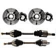 4-Piece Kit Front, Driver and Passenger Side Axle Assembly, Includes (2) Axle Assembly and (2) Wheel Hub