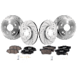 4-Wheel Set Front and Rear Brake Disc and Pad Kit, Cross-drilled and Slotted Front-281.94 mm/Rear-259.59 mm, Includes (2) Brake Pad Set and (4) Brake Disc