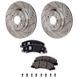 2-Wheel Set Front Brake Disc and Pad Kit, Cross-drilled and Slotted 323 mm, Includes (2) Brake Disc and (1) Brake Pad Set