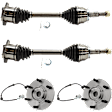 4-Piece Kit Front, Driver and Passenger Side Axle Assembly, Includes (2) Axle Assembly and (2) Wheel Hub