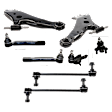 8-Piece Kit Front, Driver and Passenger Side, Lower Control Arm, Includes (2) Ball Joint, (2) Control Arm, (2) Sway Bar Link, and (2) Tie Rod End