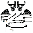 14-Piece Kit Front, Driver and Passenger Side, Upper and Lower Control Arm, with (1) Center Link, (4) Control Arm, (1) Idler Arm, (2) Sway Bar Link, (2) Tie Rod Adjusting Sleeve, and (4) Tie Rod End