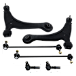 6-Piece Kit Front, Driver and Passenger Side, Lower Control Arm, Includes (2) Control Arm, (2) Sway Bar Link, and (2) Tie Rod End