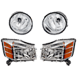 3-Piece Kit Driver and Passenger Side Halogen Headlight, With bulb(s), OE Replacement, Includes (2) Headlight and (1) Fog Light