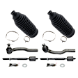 6-Piece Kit Front, Driver and Passenger Side, Inner and Outer Tie Rod End, Includes (2) Steering Rack Boot and (4) Tie Rod End