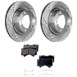 2-Wheel Set Front Brake Disc and Pad Kit, Cross-drilled and Slotted 354.08 mm, Includes (2) Brake Disc and (1) Brake Pad Set