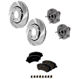 2-Wheel Set Front, Driver and Passenger Side Wheel Hub, Includes (2) Brake Disc, (1) Brake Pad Set, and (2) Wheel Hub