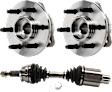 3-Piece Kit Front, Driver and Passenger Side Axle Assembly, Includes (1) Axle Assembly and (2) Wheel Hub
