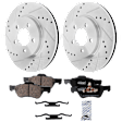 2-Wheel Set Front Brake Disc and Pad Kit, Cross-drilled and Slotted 302.9 mm, Includes (2) Brake Disc and (1) Brake Pad Set