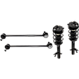 4-Piece Kit Front, Driver and Passenger Side Fully Loaded Strut, Includes (2) Shock Absorber and Strut Assembly and (2) Sway Bar Link