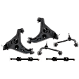 6-Piece Kit Front, Driver and Passenger Side, Upper and Lower Control Arm, Includes (4) Control Arm and (2) Sway Bar Link