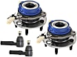 2-Wheel Set Front, Driver and Passenger Side Wheel Hub, 5 Lugs, With Bearing, With Sensor, Includes (2) Tie Rod End and (2) Wheel Hub
