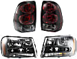 2002 Chevrolet Trailblazer - 4-Piece Kit Driver and Passenger Side Halogen Headlight, With bulb(s), OE Replacement,  Includes (2) Headlight and (2) Tail Light