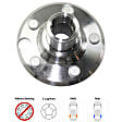 2-Piece Kit Rear, Driver or Passenger Side Wheel Hub, 5 Lugs, With Bearing, RWD, Includes (1) Wheel Hub and (1) Wheel Bearing