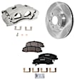 2-Wheel Set Front Brake Kit With Calipers, Plain Surface 303.02 mm Ceramic FWD, Includes (2) Caliper, (2) Disc, and (1) Pad Set