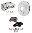 2014-2016 Chevrolet Impala Limited - 2-Wheel Set Front Brake Kit With Calipers, Cross-drilled and Slotted 303 mm Ceramic FWD, Includes (2) Caliper, (2) Disc, and (1) Pad Set
