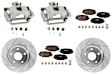 2-Wheel Set Rear Brake Kit With Calipers, Cross-drilled and Slotted 327.91 mm Ceramic FWD, Includes (2) Caliper, (2) Disc, and (1) Pad Set