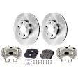 2-Wheel Set Front Brake Kit With Calipers, Plain Surface 299.97 mm Ceramic, Includes (2) Brake Caliper, (2) Brake Disc and (1) Brake Pad Set