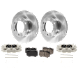 2-Wheel Set Front Brake Kit With Calipers, Plain Surface 318.77 mm Ceramic, Includes (2) Brake Caliper, (2) Brake Disc and (1) Brake Pad Set