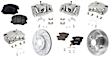 4-Wheel Set Front and Rear Brake Kit With Calipers, Front-Cross-drilled and Slotted/Rear-Plain Surface Front-281.94 mm/Rear-281.69 mm Ceramic, Includes (4) Caliper, (4) Disc, and (2) Pad Set