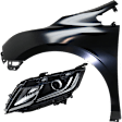 2-Piece Kit Driver Side Halogen Headlight, With bulb(s), includes Fender