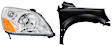 2-Piece Kit Passenger Side Halogen Headlight, Without bulb(s), includes Fender