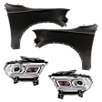 4-Piece Kit Driver Side and Passenger Side LED Headlight, With bulb(s), includes Fender, CAPA Certified