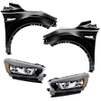 4-Piece Kit Driver Side and Passenger Side Halogen Headlight, With bulb(s), includes Fender, CAPA Certified