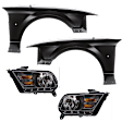 4-Piece Kit Driver Side and Passenger Side Halogen Headlight, With bulb(s), includes Fender