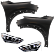 4-Piece Kit Driver Side and Passenger Side LED Headlight, With bulb(s), includes Fender