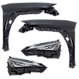 4-Piece Kit Driver Side and Passenger Side LED Headlight, Without bulb(s), includes Fender