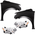 4-Piece Kit Driver Side and Passenger Side Halogen Headlight, With bulb(s), includes Fender, CAPA Certified