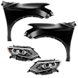 4-Piece Kit Driver Side and Passenger Side LED Headlight, With bulb(s), includes Fender, CAPA Certified