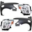 4-Piece Kit Driver Side and Passenger Side Halogen Headlight, With bulb(s), includes Fender