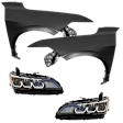 4-Piece Kit Driver Side and Passenger Side LED Headlight, With bulb(s), includes Fender