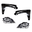 4-Piece Kit Driver Side and Passenger Side Halogen Headlight, With bulb(s), includes Fender