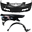 2007 Acura TL - 3-Piece Kit Front Primed Bumper Cover, Includes (1) Bumper Cover, (1) Fender, and (1) Fender Liner