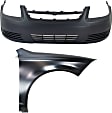 2-Piece Kit, Front Primed Bumper Cover, Includes (1) Bumper Cover and (1) Fender