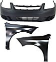 3-Piece Kit, Front Primed Bumper Cover, Includes (1) Bumper Cover and (2) Fender