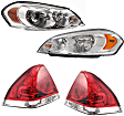 2006-2013 Chevrolet Impala - 4-Piece Kit Driver and Passenger Side Halogen Tail Light, With bulb(s), Includes (2) Headlight and (2) Tail Light