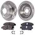 2-Wheel Set Rear Brake Disc and Pad Kit, Cross-drilled and Slotted 6 Lugs 325.12 mm Semi-metallic Pro-Line Series, Includes (1) Brake Pad Set and (2) Brake Disc