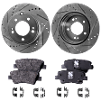 2-Wheel Set Rear Brake Disc and Pad Kit, Cross-drilled and Slotted 5 Lugs 282.96 mm Organic Pro-Line Series, Includes (1) Brake Pad Set and (2) Brake Disc