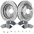 2008 Chrysler Aspen - 2-Wheel Set Front Brake Disc and Pad Kit, Cross-drilled and Slotted, 5 Lugs, 335.79 mm, Semi-metallic, 5.7L 8Cyl,  Includes (2) Disc and (1) Pad Set
