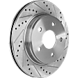 2008 Chrysler Aspen - 2-Wheel Set Front Brake Disc and Pad Kit, Cross-drilled and Slotted, 5 Lugs, 335.79 mm, Semi-metallic, 5.7L 8Cyl,  Includes (2) Disc and (1) Pad Set
