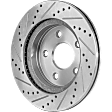 2008 Chrysler Aspen - 2-Wheel Set Front Brake Disc and Pad Kit, Cross-drilled and Slotted, 5 Lugs, 335.79 mm, Semi-metallic, 5.7L 8Cyl,  Includes (2) Disc and (1) Pad Set