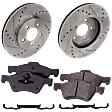 2-Wheel Set Front Brake Disc and Pad Kit, Cross-drilled and Slotted 302.9 mm Ceramic, Includes (1) Brake Pad Set and (2) Brake Disc